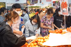 Người tiêu dùng mua sắm thực phẩm tại siêu thị Big C Thăng Long.
