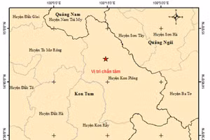 Vị trí trận động đất. (Ảnh: Trung tâm Báo tin động đất và cảnh báo sóng thần)