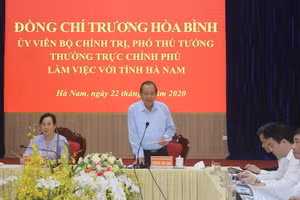 Phó Thủ tướng Thường trực Chính phủ Trương Hòa Bình phát biểu tại buổi làm việc.