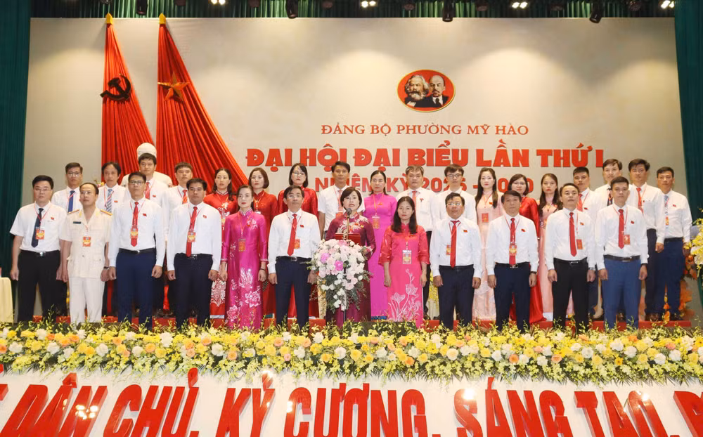 Ban Chấp hành Đảng bộ phường Mỹ Hào, nhiệm kỳ 2025-2030.
