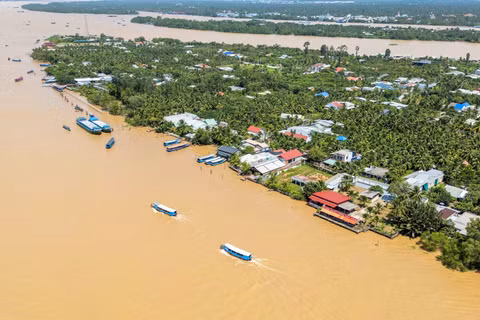 Cù lao Thới Sơn nhìn từ trên cao (Ảnh: MỸ HÀ)