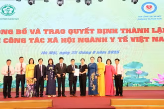Đại diện Bộ Nội vụ trao quyết định thành lập Hội Công tác xã hội ngành y tế Việt Nam.