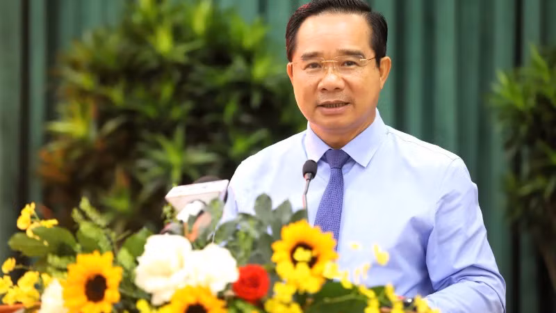 Ủy viên Trung ương Đảng, Chủ tịch Ủy ban nhân dân Thành phố Hồ Chí Minh Nguyễn Văn Được phát biểu tại Hội nghị.