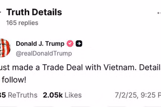 Ảnh chụp màn hình bài đăng của Tổng thống Donald Trump.