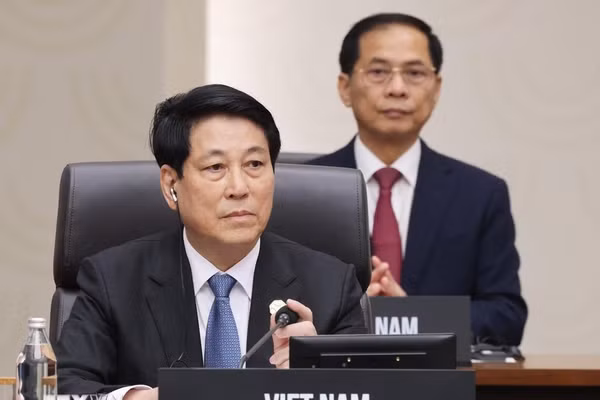 Chủ tịch nước Lương Cường dự Hội nghị Cấp cao Diễn đàn Hợp tác kinh tế châu Á-Thái Bình Dương (APEC) lần thứ 32. (Ảnh: Lâm Khánh/TTXVN)