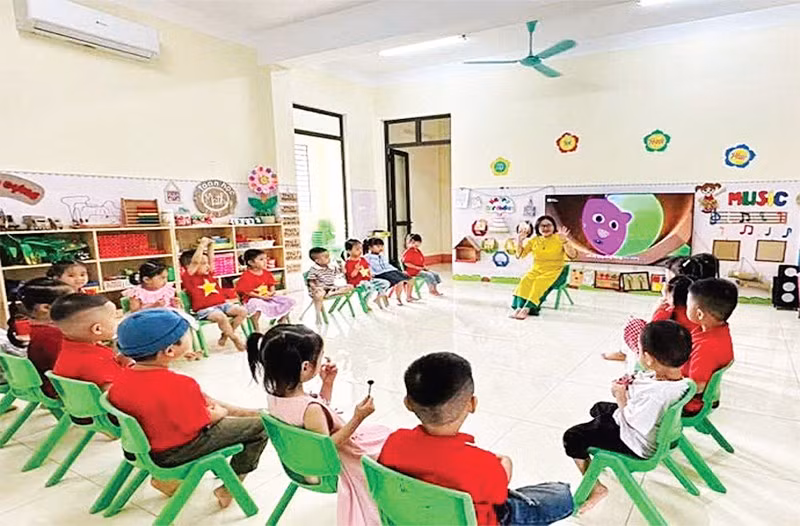 Một giờ học tại Trường mầm non Sông Cầu, phường Bắc Kạn.