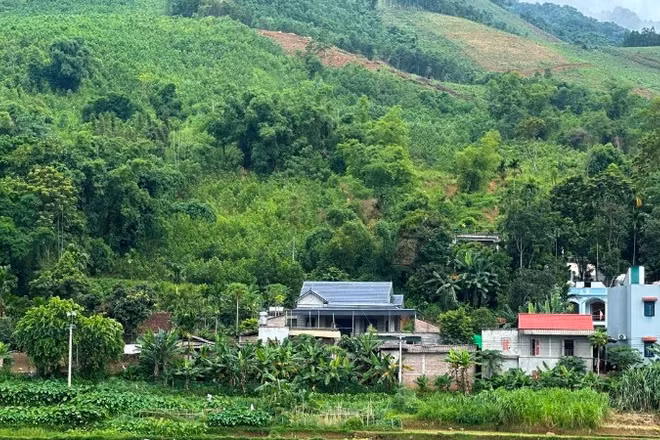 Xóm Rài, nằm trên đồi Cây Đa, xã Mường Vang, tỉnh Phú Thọ - nơi đang xảy ra nứt đồi.