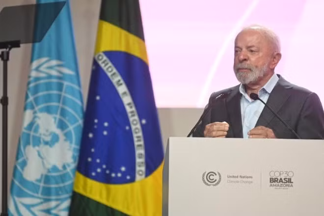 Tổng thống Brazil phát biểu tại lễ khai mạc COP30. (Ảnh: Tân Hoa Xã)