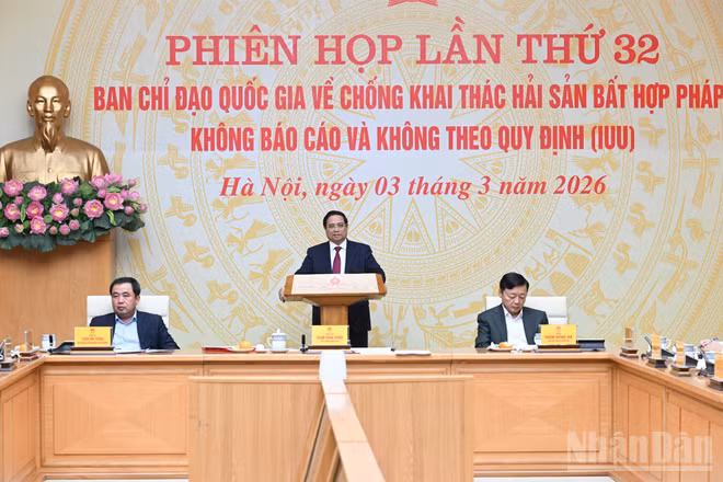 Thủ tướng Phạm Minh Chính chủ trì Phiên họp lần thứ 32 của Ban Chỉ đạo Quốc gia về chống khai thác hải sản bất hợp pháp.