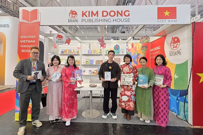 Gian hàng của Nhà xuất bản Kim Đồng tại Hội sách. (Ảnh: Nhà xuất bản cung cấp)