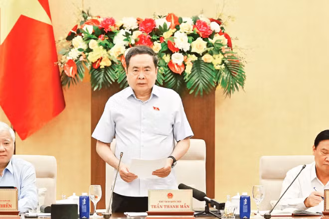 Chủ tịch Quốc hội Trần Thanh Mẫn phát biểu tại Phiên họp thứ 3 của Ủy ban Thường vụ Quốc hội. (Ảnh: THỦY NGUYÊN)