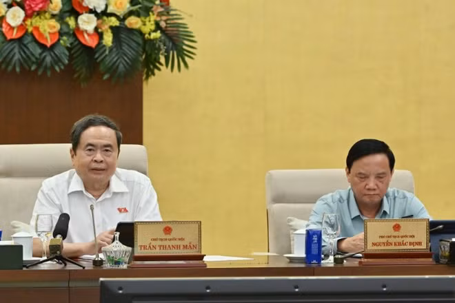 Chủ tịch Quốc hội Trần Thanh Mẫn phát biểu tại Phiên họp thứ 4 của Ủy ban Thường vụ Quốc hội. (Ảnh: THỦY NGUYÊN)