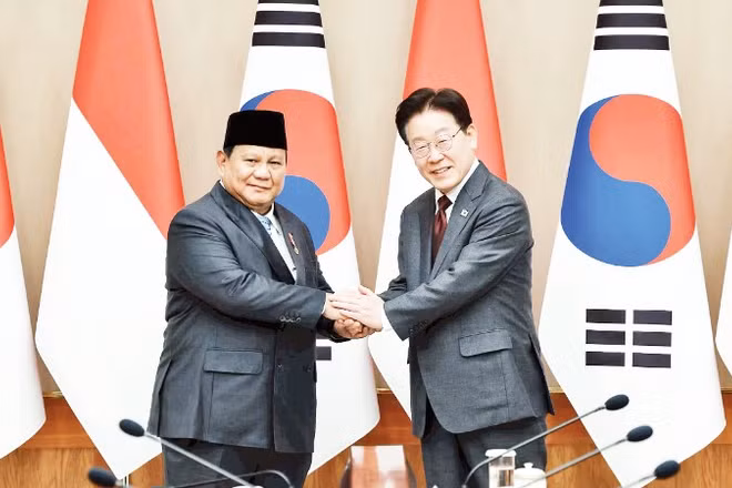 Hai nhà lãnh đạo Indonesia và Hàn Quốc hội đàm cấp cao.