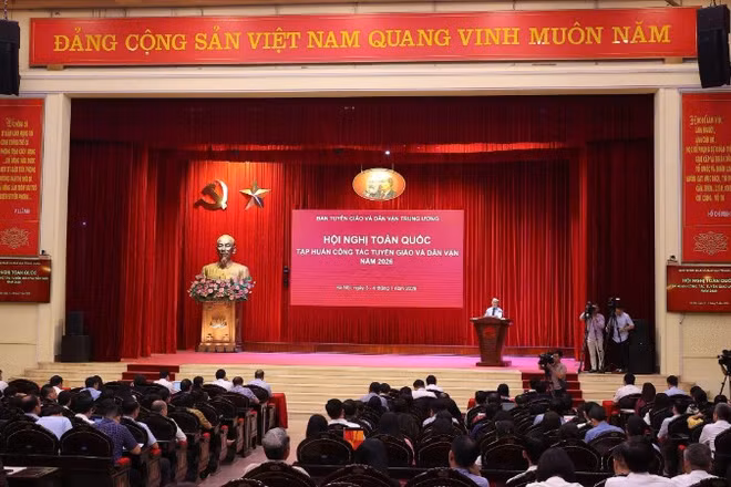 Quang cảnh Hội nghị toàn quốc tập huấn công tác tuyên giáo và dân vận năm 2026. (Ảnh: THẾ ĐẠI)