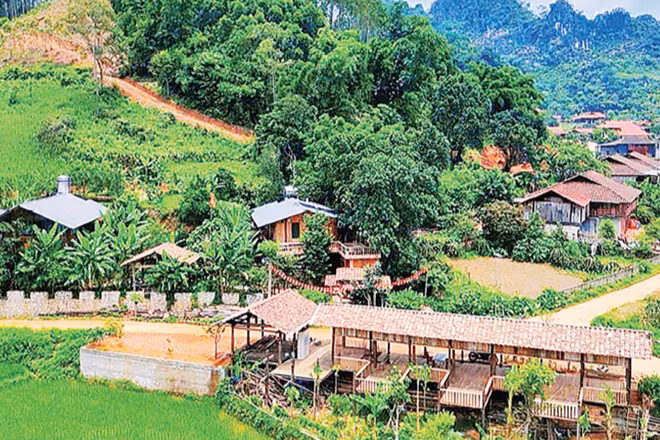 Toàn cảnh Làng du lịch xã Hữu Liên, tỉnh Lạng Sơn.