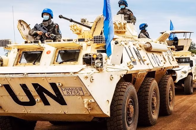 Lực lượng gìn giữ hòa bình của LHQ tại Sudan. Ảnh: AP