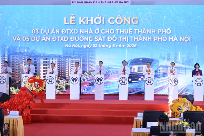 [Ảnh] Thủ tướng Lê Minh Hưng dự Lễ khởi công các dự án nhà ở cho thuê và đường sắt đô thị Hà Nội
