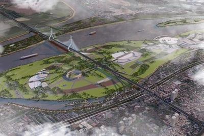 Cầu Tứ Liên có kiến trúc độc đáo nối trung tâm Hà Nội với sân bay quốc tế Nội Bài.