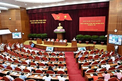 Quang cảnh Hội nghị toàn quốc tổng kết 10 năm công tác phòng, chống tham nhũng, tiêu cực. Ảnh: ĐĂNG KHOA