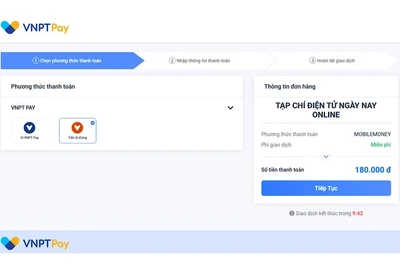 Giao diện thanh toán của Cổng thanh toán VNPT Pay trên website tạp chí Ngày nay.