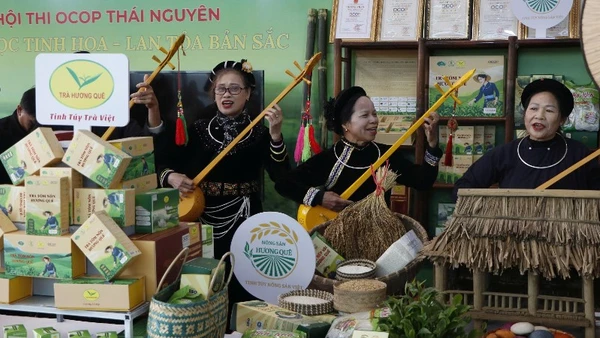 Trình diễn văn nghệ dân gian tại hội thi. (Ảnh: TUẤN SƠN)