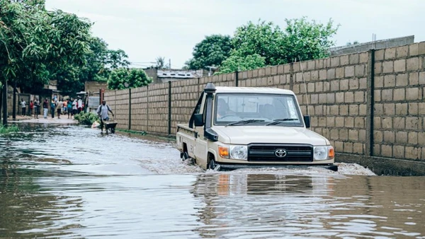 Ngập úng do mưa lớn gây ra tại tỉnh Maputo, Mozambique, ngày 12/1/2026. (Ảnh: Tân Hoa Xã)