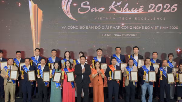 Các đơn vị với sản phẩm và giải pháp số được vinh danh tại Giải thưởng Sao Khuê 2026. (Ảnh: T.Đ)