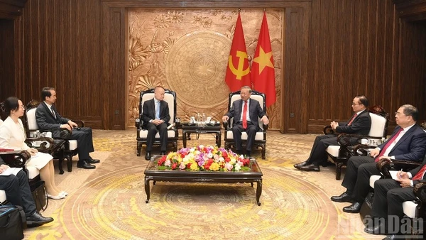 Quang cảnh cuộc tiếp tại Trụ sở Trung ương Đảng. (Ảnh: ĐĂNG KHOA)