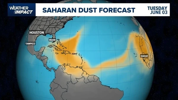 Bản đồ di chuyển của đám mây bụi khổng lồ ngày 3/6.