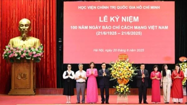 Buổi lễ kỷ niệm 100 năm Ngày Báo chí Cách mạng Việt Nam (21/6/1925-21/6/2025) tại Học viện Chính trị quốc gia Hồ Chí Minh.