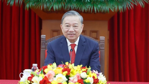 Tổng Bí thư Tô Lâm tại điện đàm. (Ảnh: TTXVN)