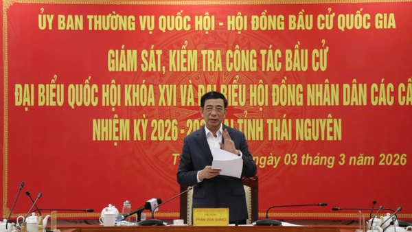 Đại tướng Phan Văn Giang phát biểu tại buổi giám sát, kiểm tra. (Ảnh: TUẤN SƠN)