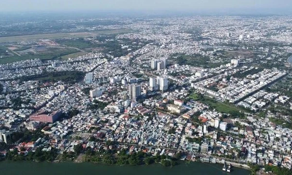 Một góc trung tâm tỉnh Đồng Nai nhìn từ trên cao.