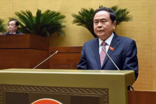 Chủ tịch Quốc hội Trần Thanh Mẫn phát biểu bế mạc kỳ họp. (Ảnh: DUY LINH)