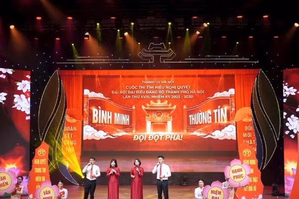 Một phần thi tại vòng chung khảo Cuộc thi “Tìm hiểu Nghị quyết Đại hội đại biểu Đảng bộ thành phố Hà Nội lần thứ XVIII, nhiệm kỳ 2025-2030”.