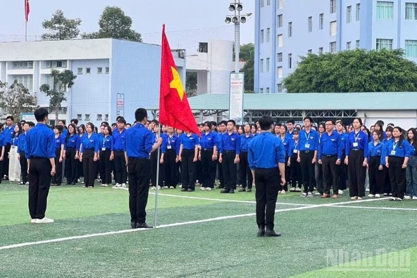 Đoàn viên trên địa bàn tỉnh Đồng Tháp tổ chức chào cờ Chào mừng Đại hội đại biểu toàn quốc lần thứ XIV của Đảng.