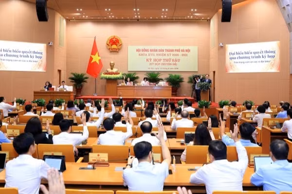 Quang cảnh Kỳ họp thứ 6 Hội đồng nhân dân thành phố Hà Nội khóa XVII. (Ảnh: HĐND TP)