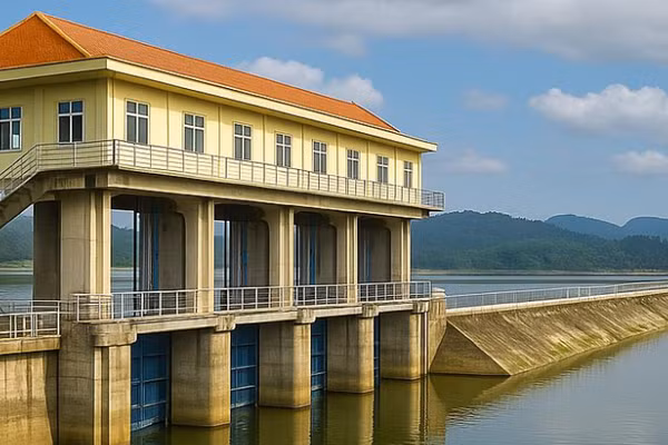 Công trình thủy lợi, nơi cung cấp nguồn nước sạch cho sản xuất và sinh hoạt của người dân.