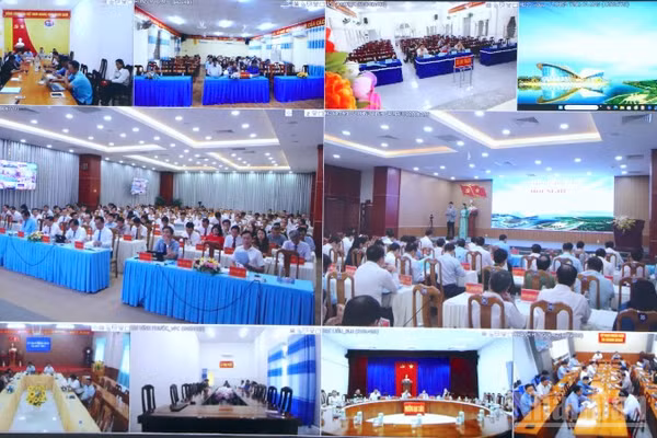 Hội nghị tại Cà Mau được tổ chức trực tiếp kết hợp trực tuyến với điểm cầu các xã, phường trong toàn tỉnh.