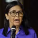 Tổng thống lâm thời Venezuela Delcy Rodriguez trong cuộc họp báo tại Caracas, ngày 14/1/2026. (Ảnh: THX/TTXVN)