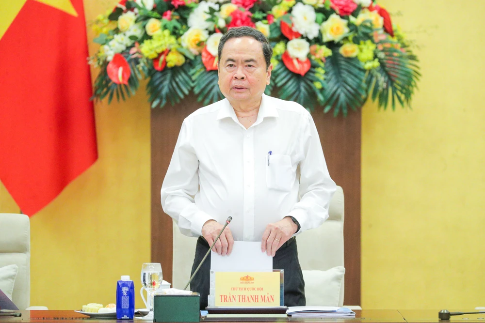 Chủ tịch Quốc hội Trần Thanh Mẫn chủ trì cuộc họp. (Ảnh: DUY LINH) 