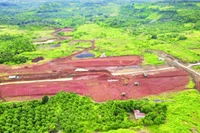 Khu vực giải phóng mặt bằng dự án hồ Đắk Gang, xã Đắk Mil nhìn từ trên cao.