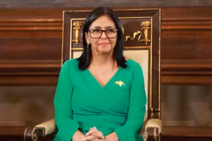 Bà Delcy Rodriguez tại lễ tuyên thệ nhậm chức Tổng thống lâm thời Venezuela, ở Caracas, ngày 5/1/2026. (Ảnh: THX/TTXVN) 