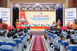Quang cảnh Đại hội Đại biểu Hội Nhà báo Việt Nam tỉnh Nghệ An khóa IX.