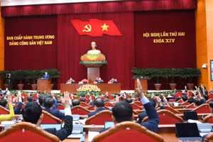 Toàn cảnh phiên bế mạc Hội nghị lần thứ hai Ban Chấp hành Trung ương Đảng Cộng sản Việt Nam khóa XIV. (Ảnh: ĐĂNG KHOA)