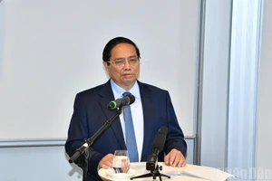 Thủ tướng Phạm Minh Chính phát biểu chính sách tại Đại học Kinh tế Stockholm. (Ảnh: THANH GIANG)