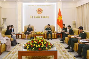 Đại tướng Phan Văn Giang tiếp Đại sứ Caroline Beresford. (Ảnh: Cổng thông tin điện tử Bộ Quốc phòng)