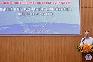 Phó Giáo sư, Tiến sĩ Nguyễn Đức Sơn, Hiệu trưởng Trường đại học Sư phạm Hà Nội phát biểu khai mạc. (Ảnh: Bảo Ngọc) 