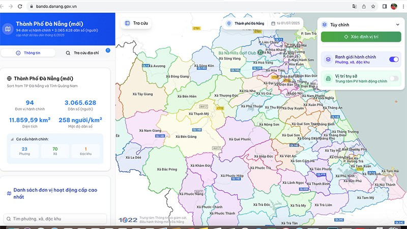 Bản đồ số thành phố Đà Nẵng mới.
