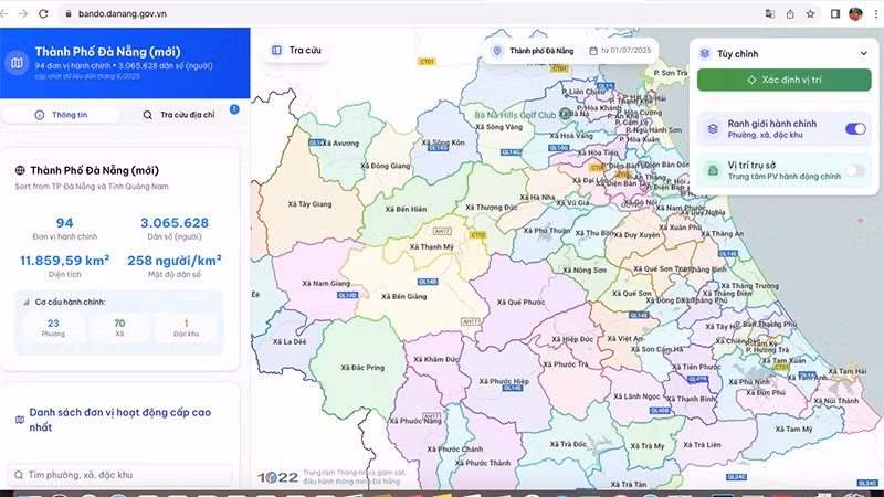 Bản đồ số thành phố Đà Nẵng mới.